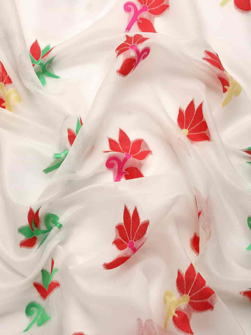 Off White Pure Cotton Zari Design Floral Saree with Blouse