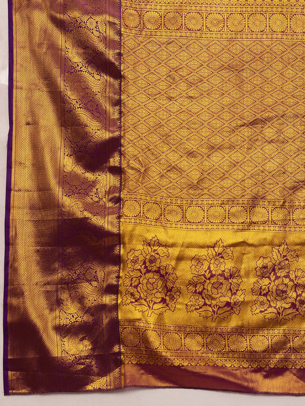 Green Pure Silk Woven Zari Floral Saree with Unstitched Blouse