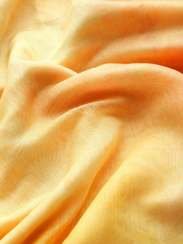Yellow Organza Printed Tie and Dye Saree with Blouse Piece