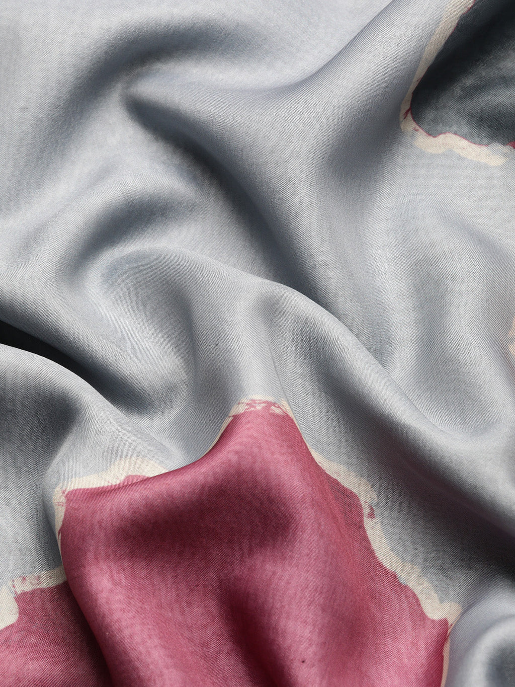 Dark Gray Silk Blend Saree with Abstract Print and Blouse