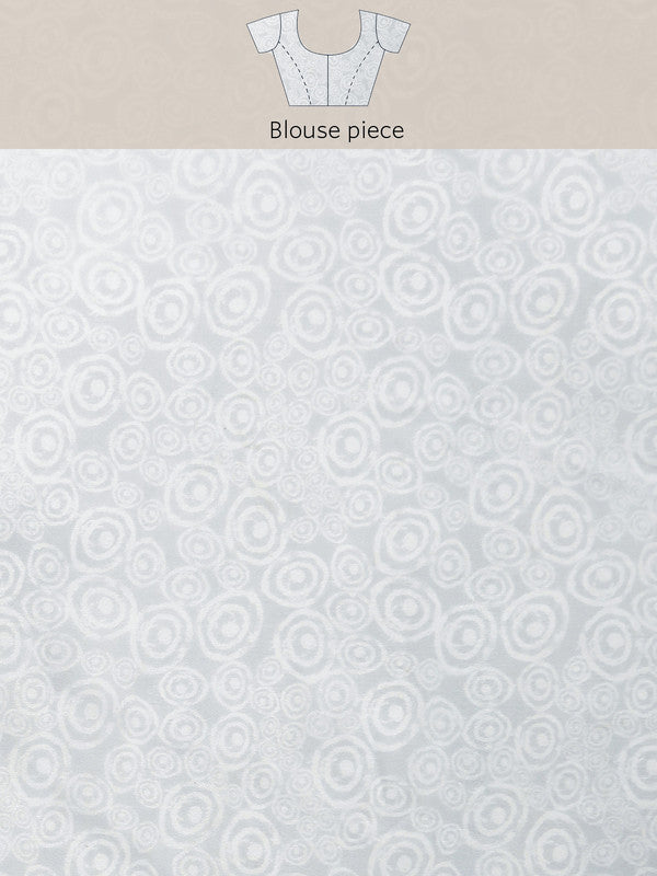 Gray Silk Blend Abstract Print Saree with Unstitched Blouse