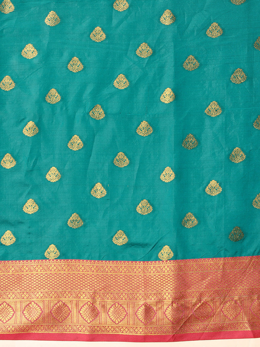 Teal Kanjeevaram Silk Saree with Elegant Woven Design