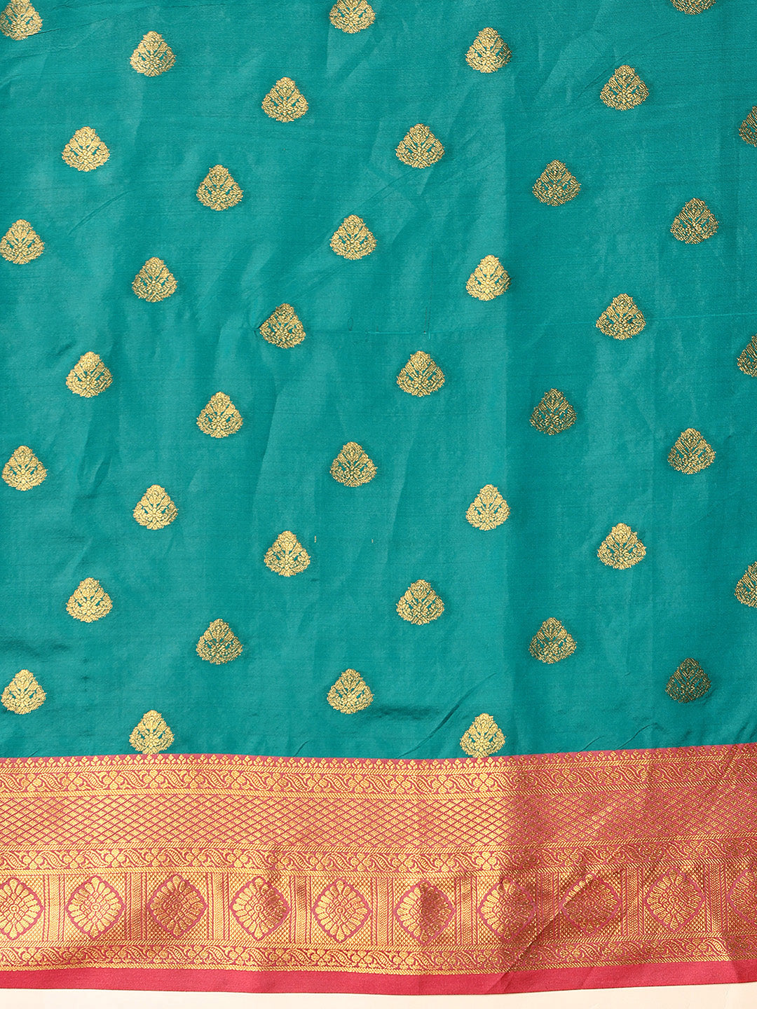 Teal Kanjeevaram Silk Saree with Elegant Woven Design