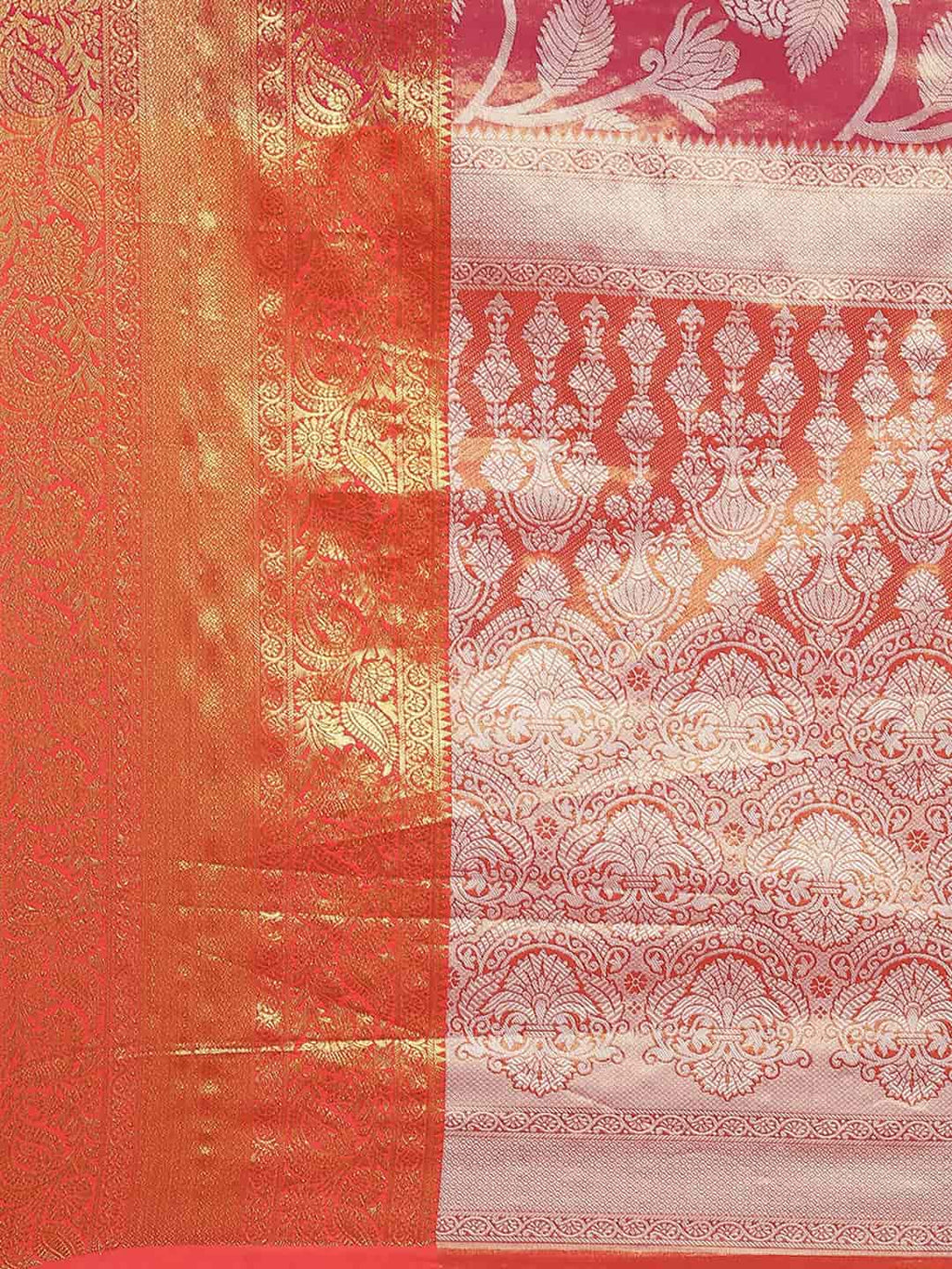 Pink Banarasi Tissue Silk Saree with Floral Zari Woven Work