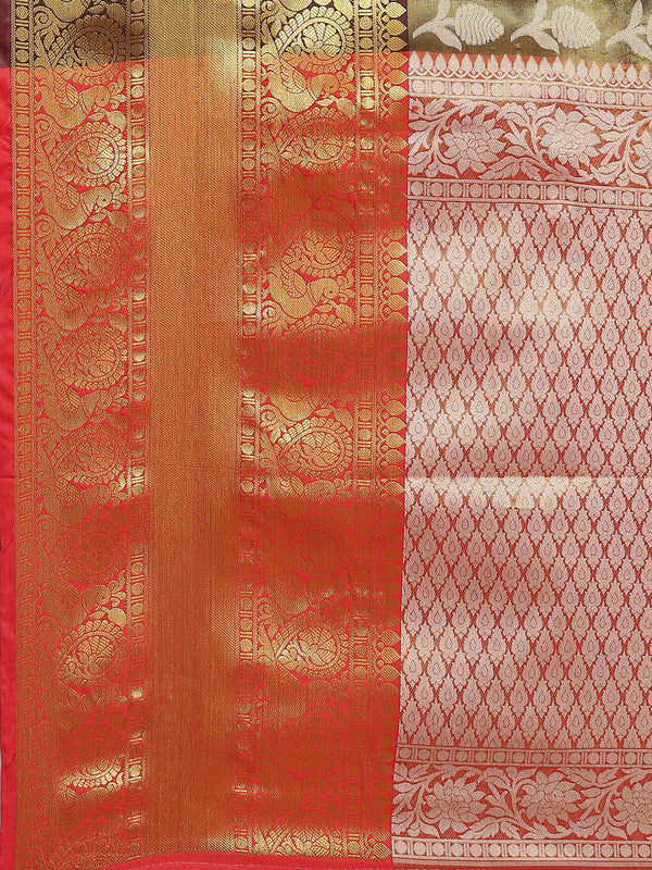 Black Brocade Saree with Woven Zari Floral Motif & Blouse