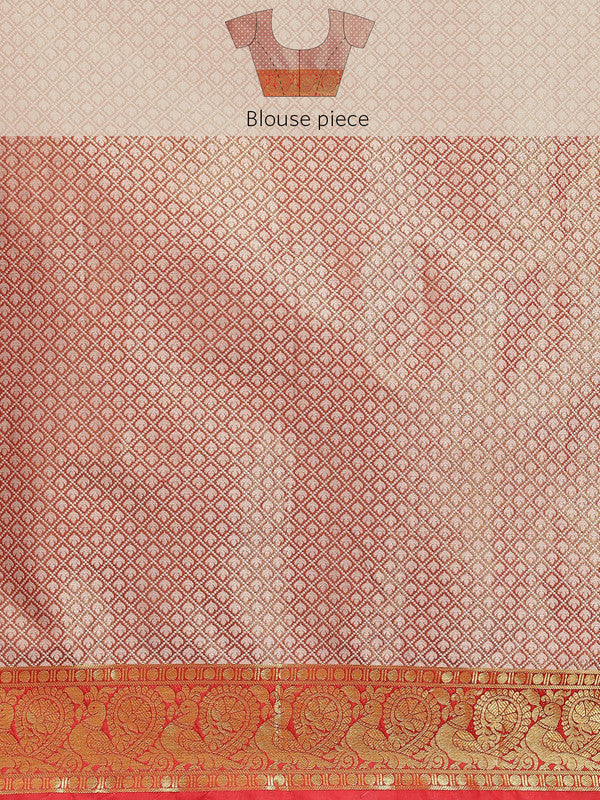 Purple Brocade Floral Woven Zari Saree with Unstitched Blouse