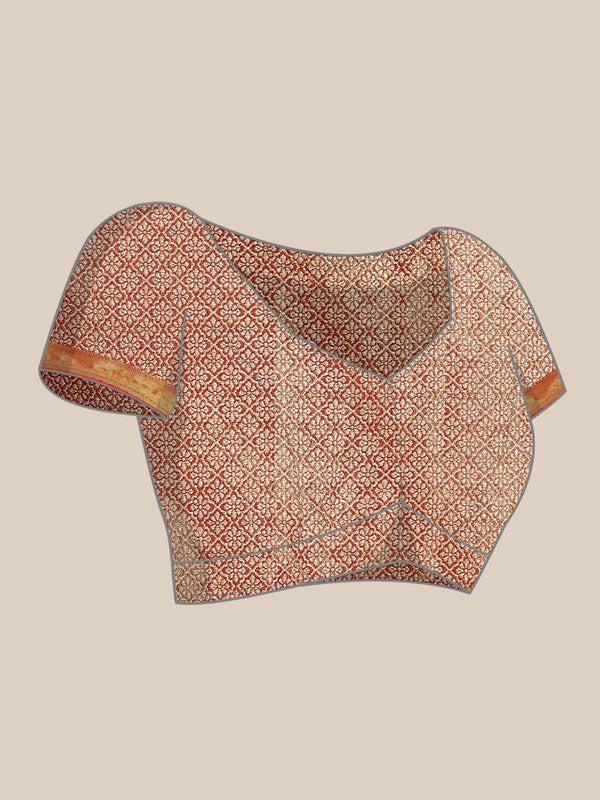 Mustard Brocade Saree with Woven Zari Floral Design