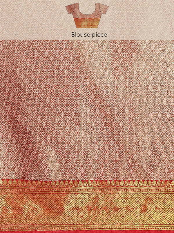 Mustard Brocade Saree with Woven Zari Floral Design