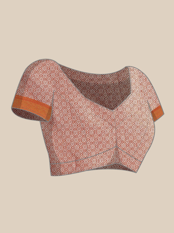 Pink Brocade Saree with Woven Zari Floral Pattern & Blouse