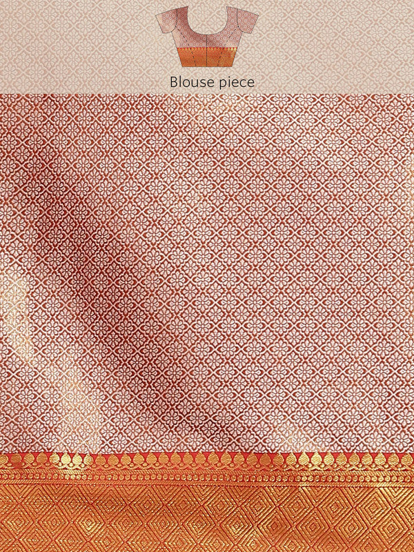 Purple Brocade Floral Saree with Woven Zari and Blouse Piece