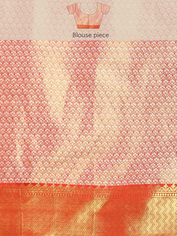 Green Brocade Saree with Floral Woven Zari Design and Blouse