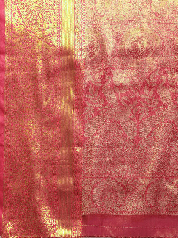 Black Silk Blend Saree with Woven Zari Striped Design