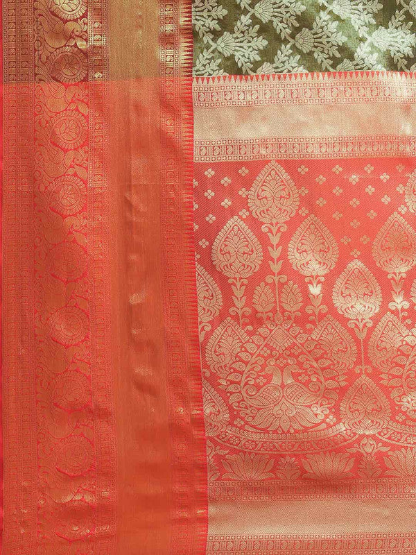 Black Art Silk Woven Zari Floral Saree with Unstitched Blouse