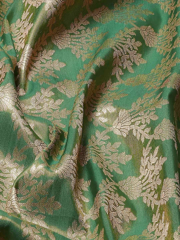 Green Art Silk Floral Saree with Woven Zari Design