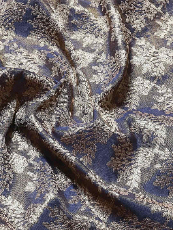Navy Blue Art Silk Woven Zari Floral Saree