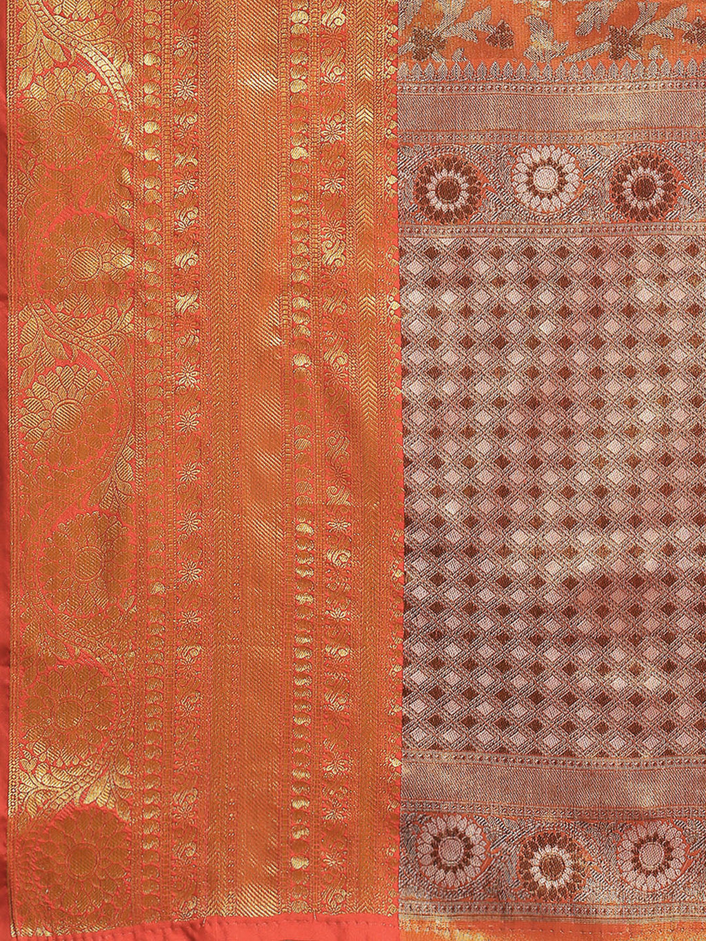 Red Kanjeevaram Art Silk Saree with Floral Woven Zari Design