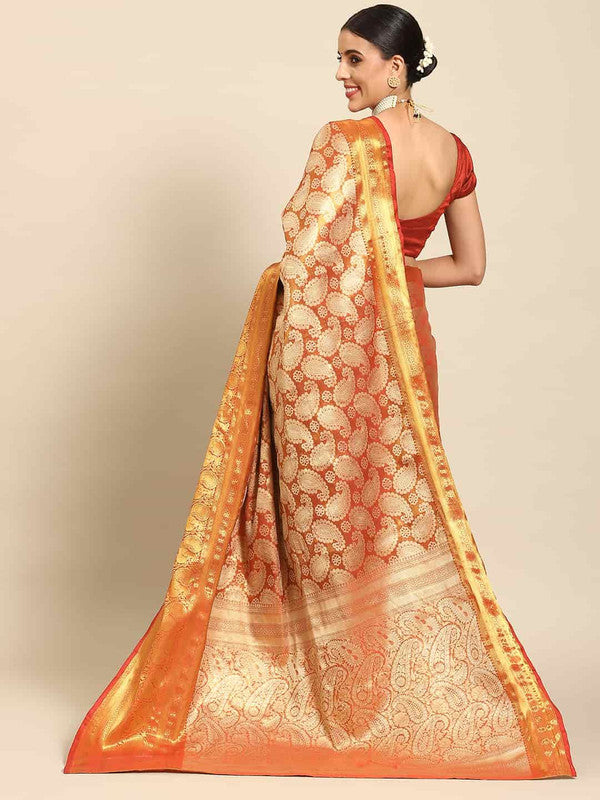 Yellow Art Silk Saree with Floral Zari Weave & Unstitched Blouse