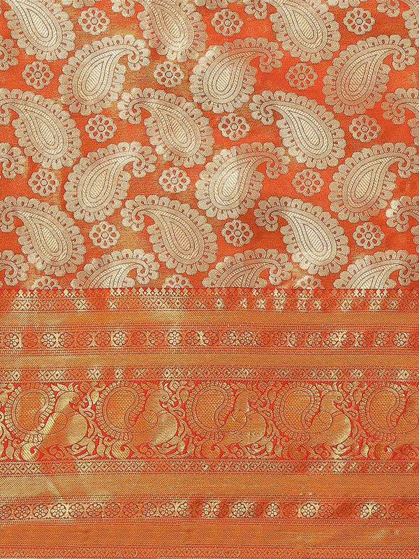Yellow Art Silk Saree with Floral Zari Weave & Unstitched Blouse
