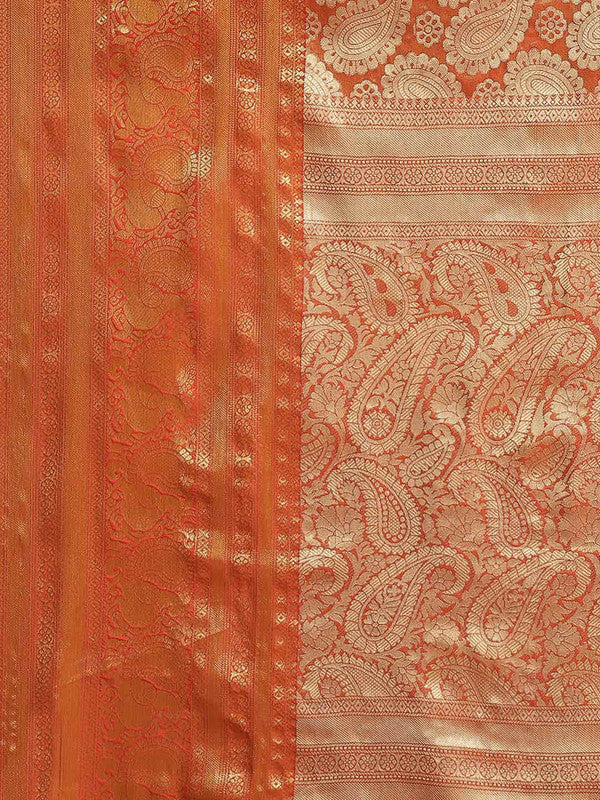 Yellow Art Silk Saree with Floral Zari Weave & Unstitched Blouse