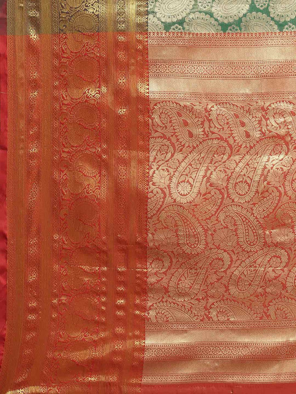 Turquoise Art Silk Floral Saree with Woven Zari Design