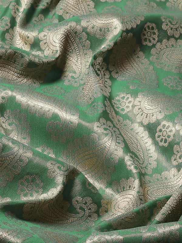 Turquoise Art Silk Floral Saree with Woven Zari Design