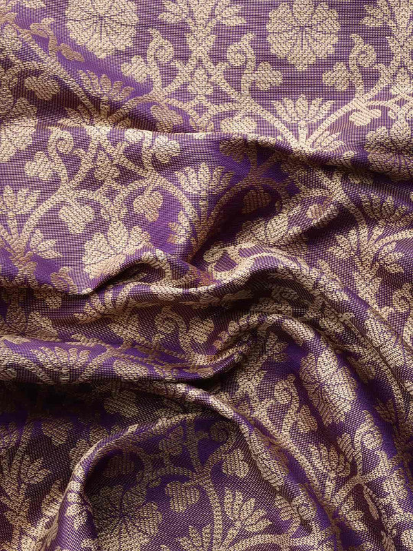 Purple Brocade Woven Zari Saree with Ethnic Motifs