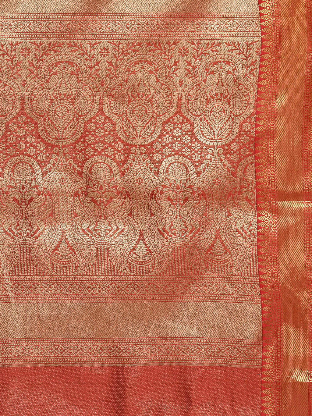 Pink Brocade Woven Zari Striped Saree with Unstitched Blouse