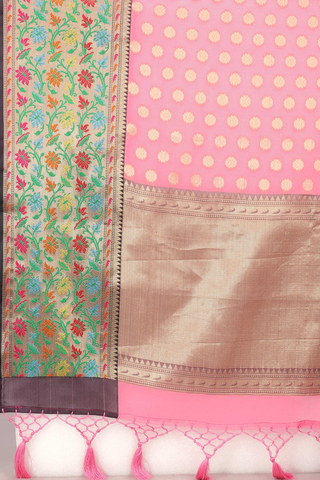Pink Banarasi Art Silk Saree with Woven Design