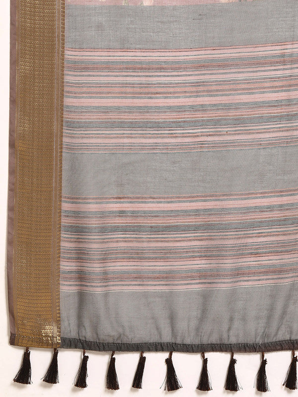 Multicolor Cotton Blend Printed Kalamkari Saree with Unstitched Blouse - Hiral Fashion