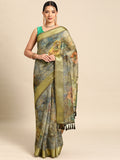 Multicolor cotton blend saree with traditional Kalamkari digital prints.