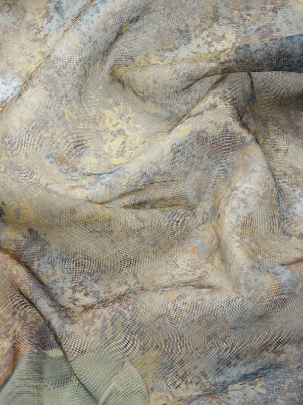 Multicolor Cotton Blend Kalamkari Printed Saree