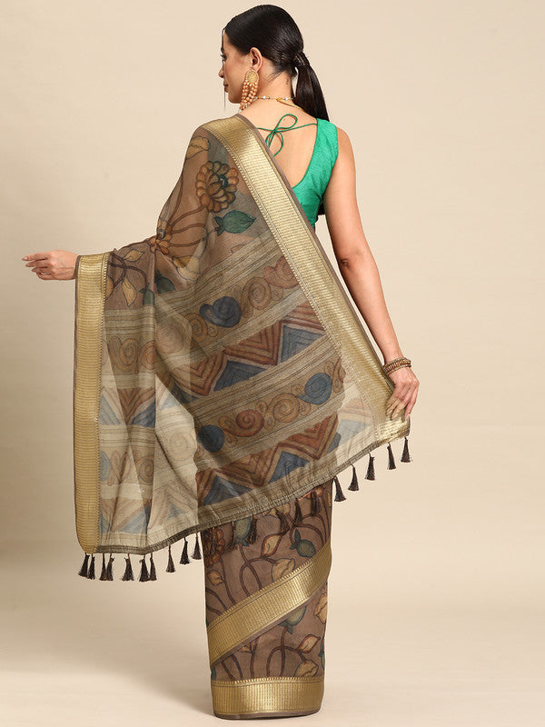 Multicolor Kalamkari Cotton Blend Printed Saree