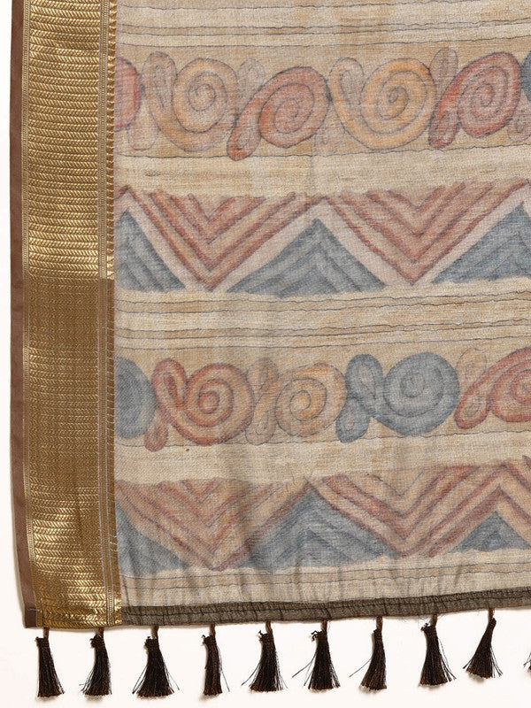 Multicolor Kalamkari Cotton Blend Printed Saree