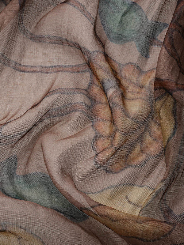 Multicolor Kalamkari Cotton Blend Printed Saree