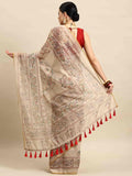 Off-White Multicolor Floral Kalamkari Cotton Blend Saree