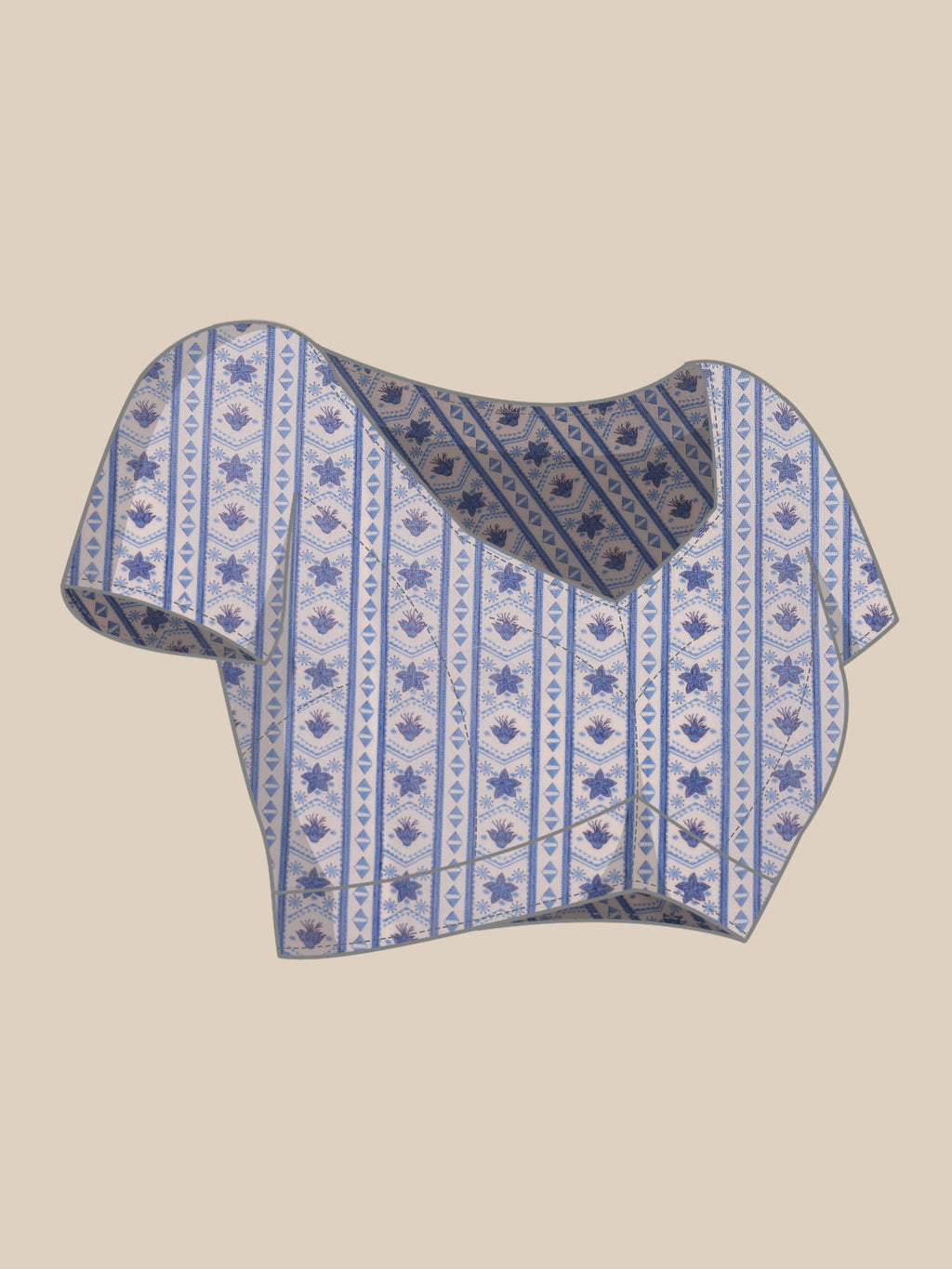 White Chanderi Cotton Blend Saree with Floral Digital Print