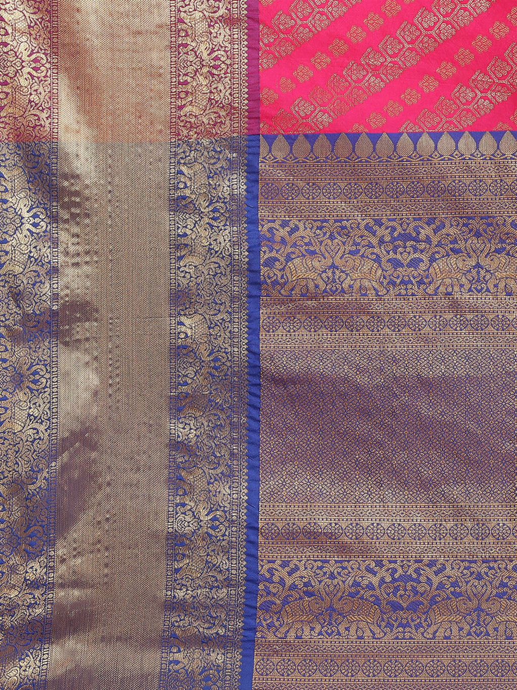 Pink Banarasi Silk Blend Saree with Abstract Woven Design