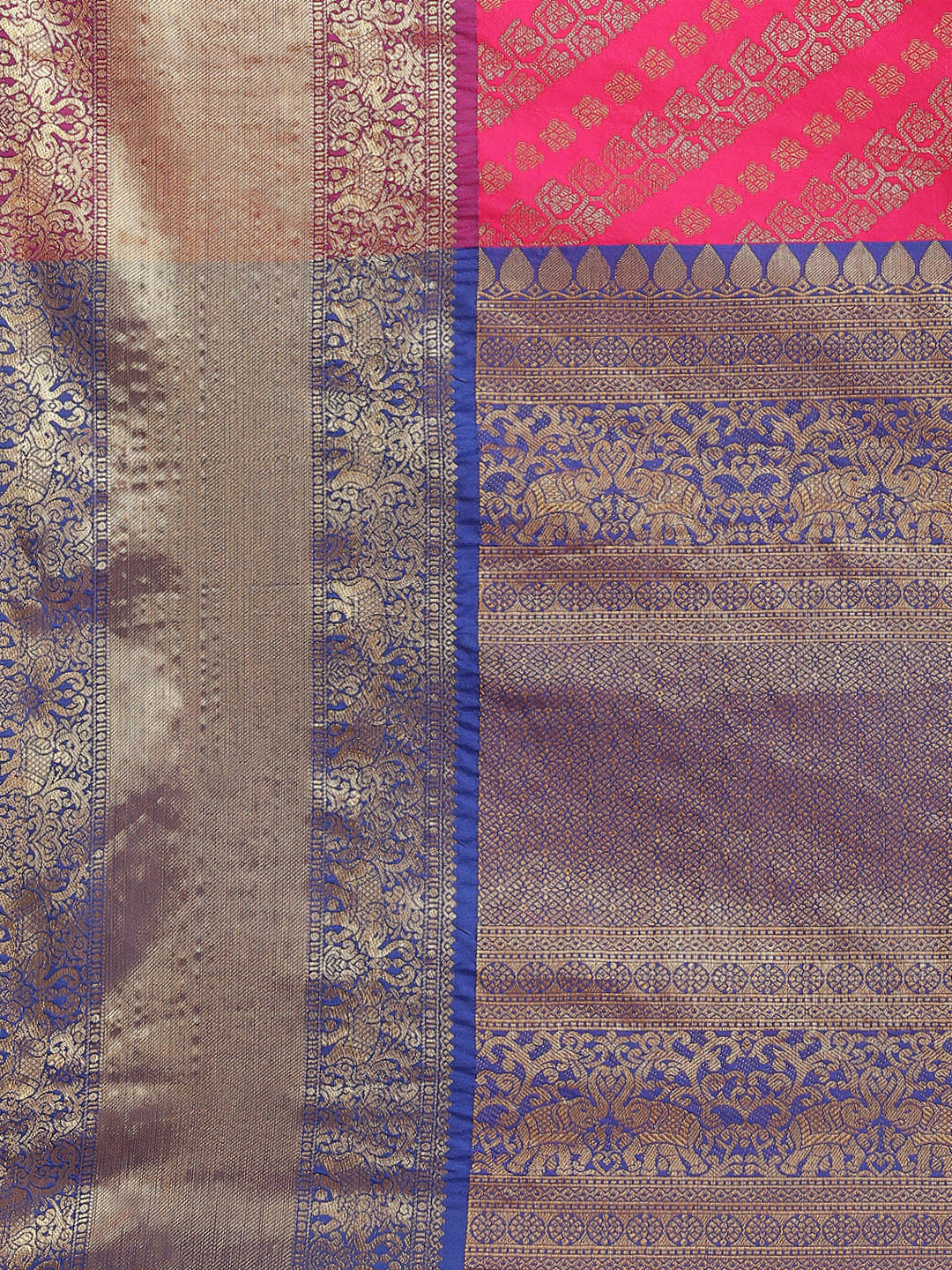 Pink Banarasi Silk Blend Saree with Abstract Woven Design