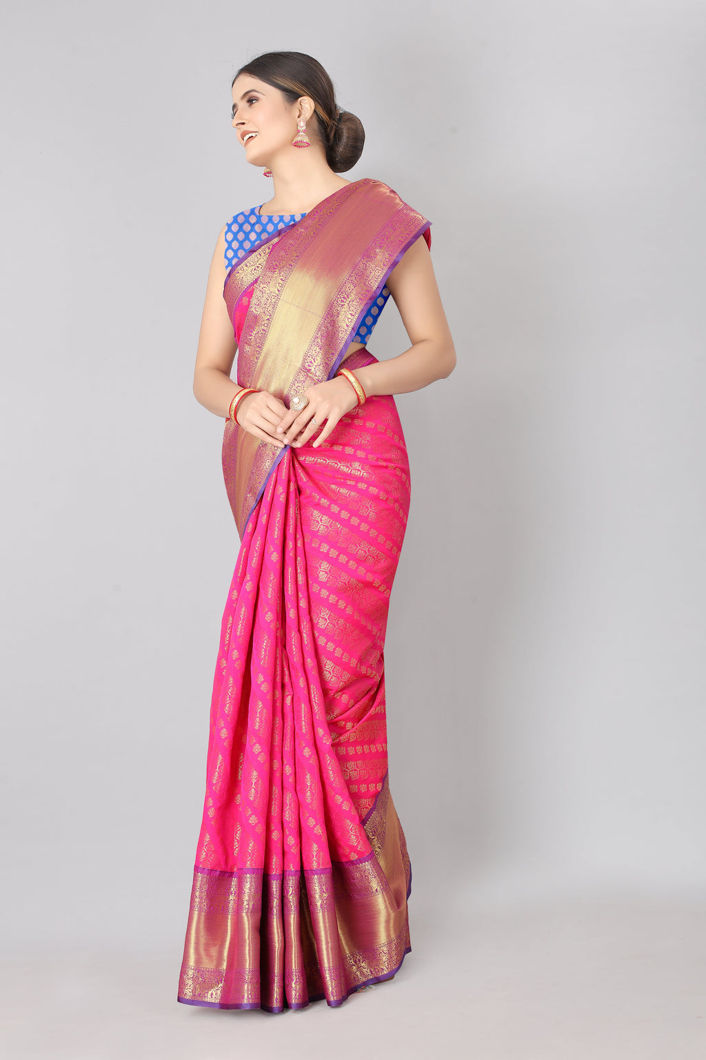 Pink Banarasi Silk Blend Saree with Abstract Woven Design