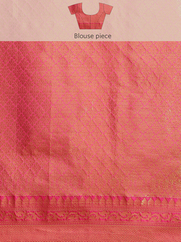 Beige Jute Silk Geometric Zari Woven Saree with Blouse