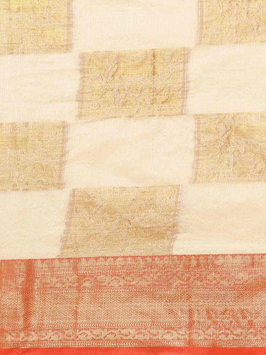 Beige Jute Silk Embellished Geometric Saree with Blouse
