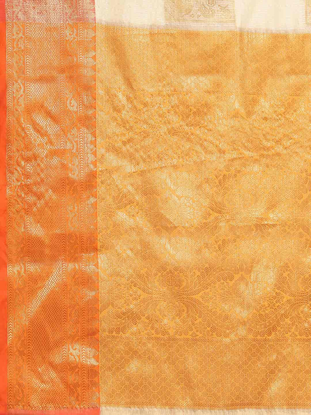 Beige Jute Silk Embellished Geometric Saree with Blouse