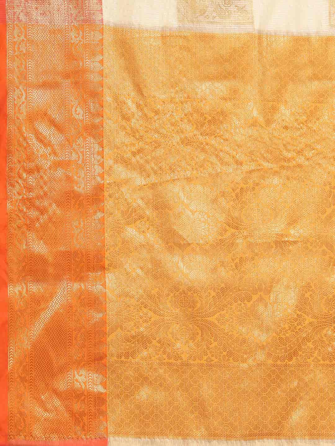 Beige Jute Silk Embellished Geometric Saree with Blouse