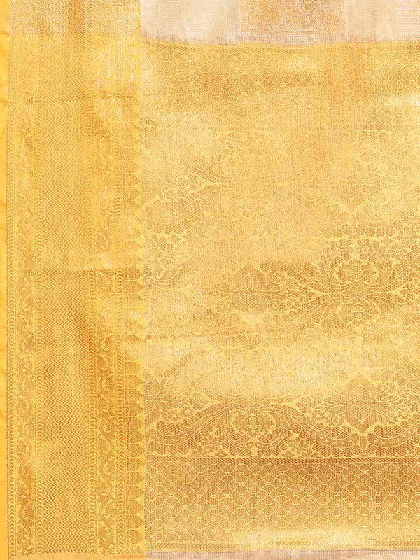 Beige Jute Silk Saree with Geometric Embellishments & Blouse Piece