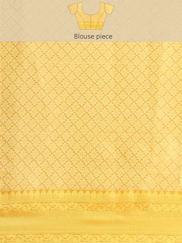 Beige Jute Silk Saree with Geometric Embellishments & Blouse Piece