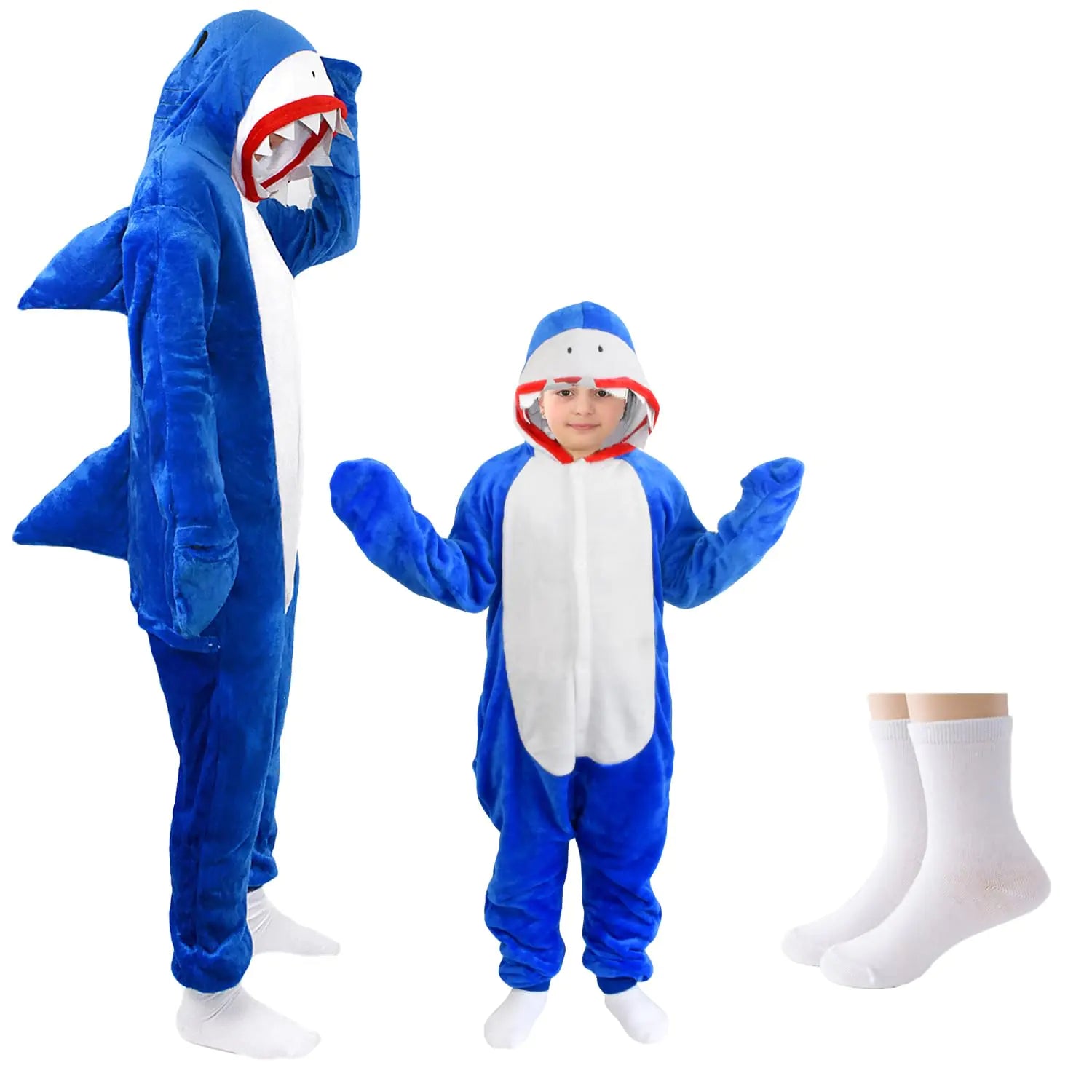 U-ParBoo Shark Onesie Adult Shark Costume Adult Animal Onesie Halloween Costume Christmas One Piece Pajamas Sleepwear for Adult Blue Shark 130