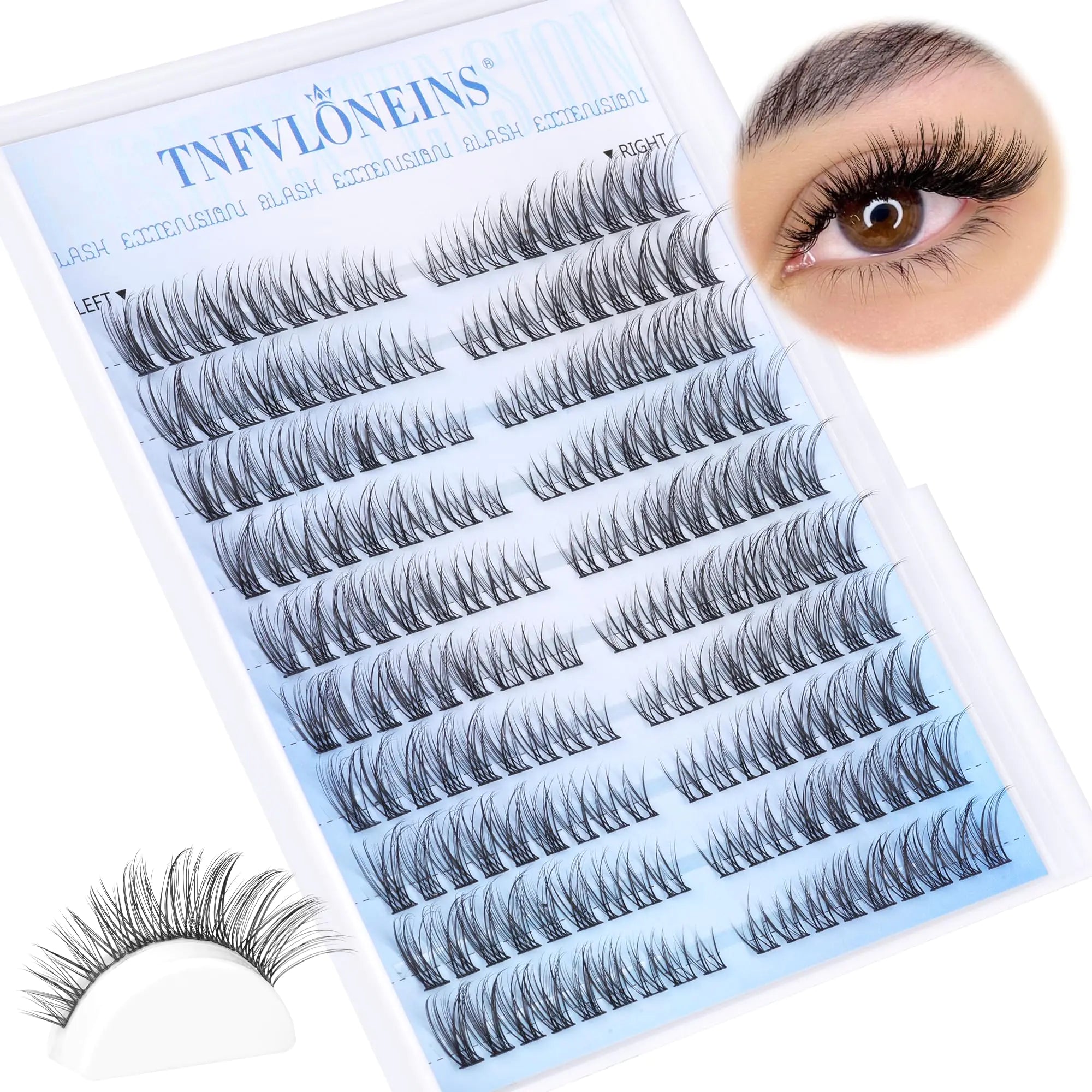 Natural Lash Clusters Wispy Cluster Eyelash Extensions Left&Right Cluster Lashes C Curl Individual Lashes Extension DIY Natural Eye Lash Clusters by TNFVLONEINS Left&Right Lash Clusters
