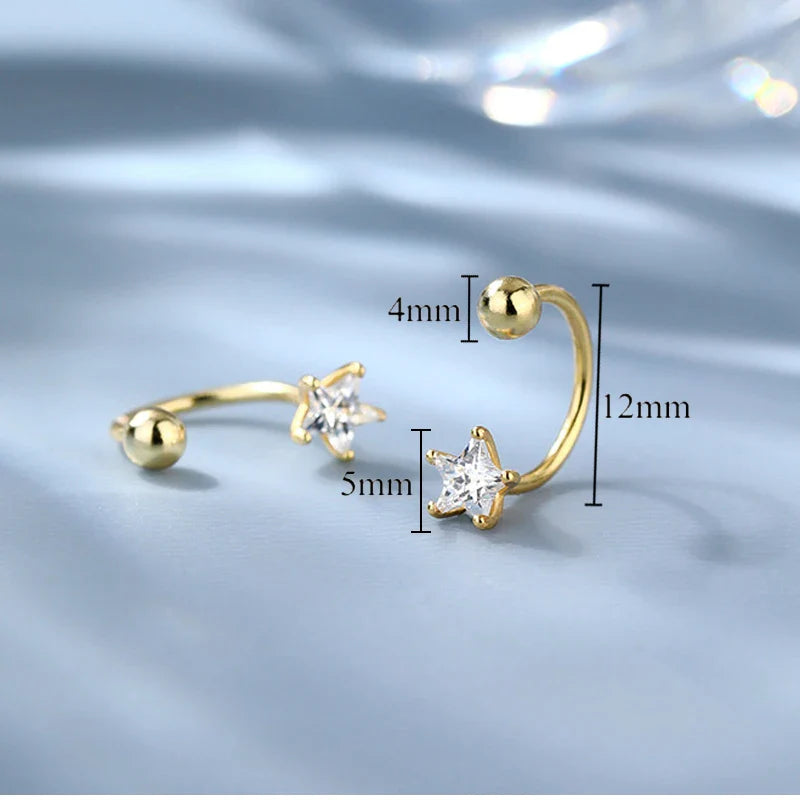 VENTFILLE 925 Silver Star Flash Crystal Summer Small Fresh Female 2022 New Trendy Personality Earrings