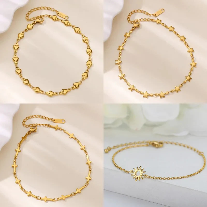 Stainless Steel Heart Bracelets For Women Gold Color Geometric Heart Bracelet Fashion Wedding Waterproof Jewelry Gift