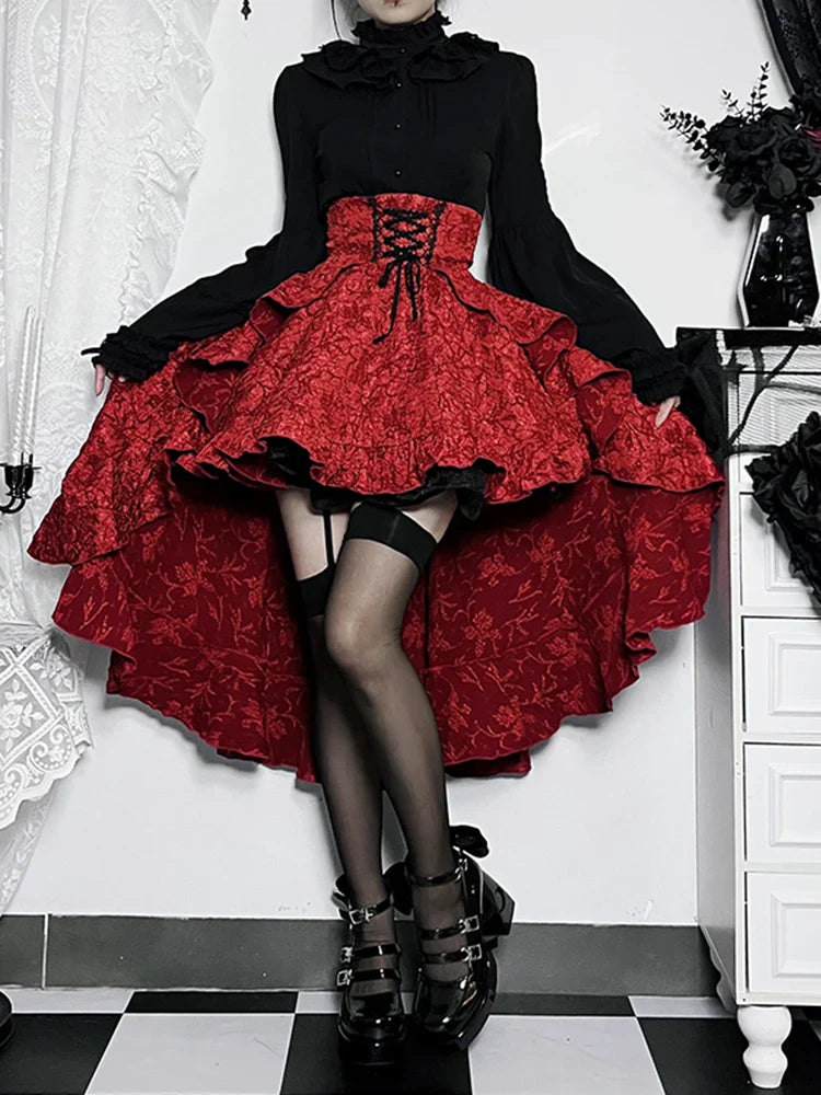 Alt Goth Fairy core Grunge Lolita Skirt Women Dark Gothic